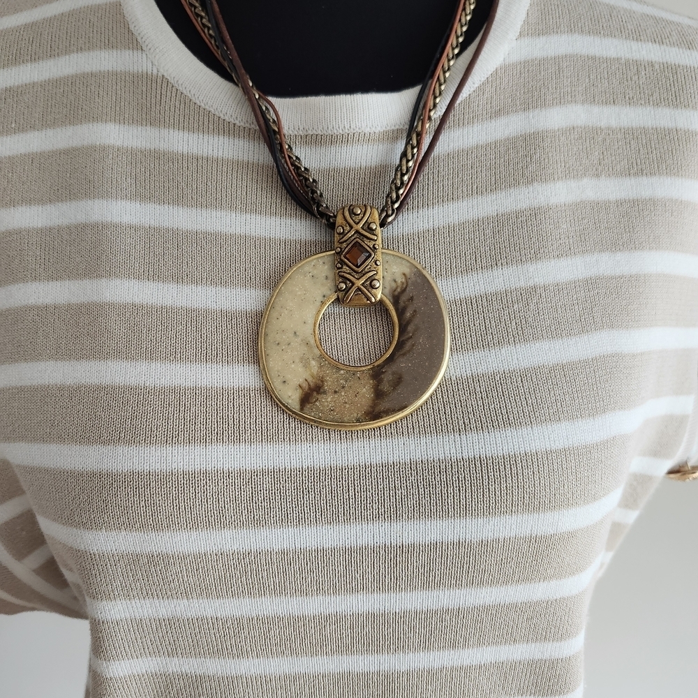 Chico's Gold and Brown Statement Necklace